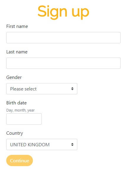 Playzee Registration form