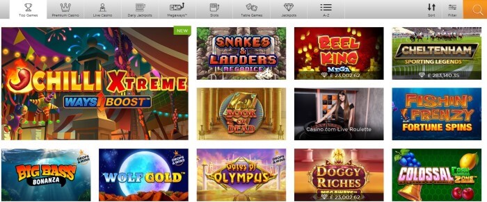 Casino.com Games Selection