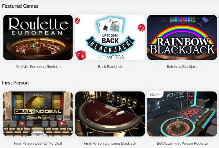 BetVictor UK Casino Selection