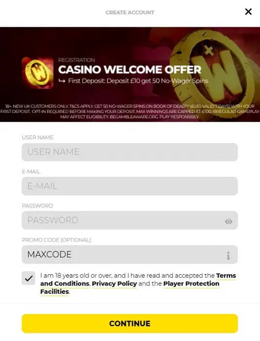 Energy Casino Registration